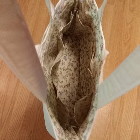 Homemade Cream Flowered Handbag Bag Purse - Picture 10 of 16